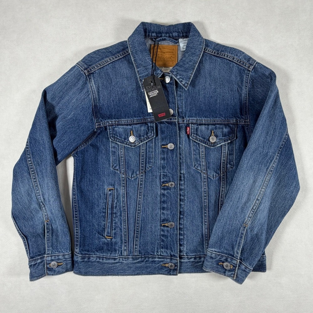 Levis Premium Ex-Boyfriend Trucker Jacket Type 3 Denim Jean Womens Medium